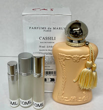 Load image into Gallery viewer, Cassili Parfums de Marly Eau de Parfum Travel Size 0.33 Fl. Oz./10 Ml. Or 0.16 Fl. Oz./5 Ml. Atomizer Spray or Roll-on Bottle