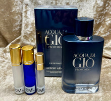 Load image into Gallery viewer, Acqua Di Gio Profondo Eau De Parfum Travel Size 0.3 Fl. Oz./10 Ml. Or 0.16 Fl. Oz./5 Ml. Atomizer Spray Or Roll-on Bottle