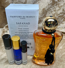Load image into Gallery viewer, Safanad Parfum de Marly Parfum Travel Size 0.33 Fl. Oz./10 Ml. Or 0.16. Fl. Oz./5 Ml Atomizer Spray or Roll-on Bottle