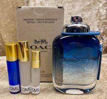 Load image into Gallery viewer, Coach Blue New York for Men Eau De Toilette Travel Size 0.33 Fl. Oz. 10 Ml. 10 Ml. Or 0.16 Fl. Oz. 5 Ml. Atomizer Spray or Roll-on Bottle