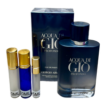 Load image into Gallery viewer, Acqua Di Gio Profondo Eau De Parfum Travel Size 0.3 Fl. Oz./10 Ml. Or 0.16 Fl. Oz./5 Ml. Atomizer Spray Or Roll-on Bottle