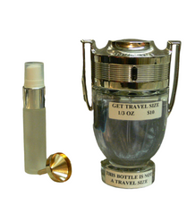 Load image into Gallery viewer, INVICTUS BY PACO RABANNE EAU DE TOILETTE TRAVEL SIZE 0.33 FL. OZ. OR 0.16 FL. OZ. 5 ML SPRAY OR ROLL-ON BOTTLE