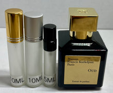 Load image into Gallery viewer, Oud Maison Francis Kurkdjian Travel Size Extrait de Parfum 0.33 Fl. Oz./10 Ml. Or 0.16 Fl. Oz./5 Ml. Atomizer Spray or Roll-on Bottle