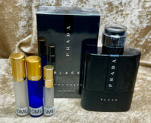 Load image into Gallery viewer, Prada Luna Rossa Black Travel Size Eau de Parfum 0.33 Fl. Oz./10 Ml. or 0.16 Fl. Oz./5 Ml. Atomizer Spray or Roll-on Bottle