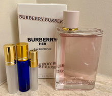 Load image into Gallery viewer, Burberry Her Eau de Parfum Travel Size 0.33 Fl. Oz. 10 Ml. or 0.16 Fl. Oz. 5 Ml. Atomizer Spray or Roll-on Bottle.