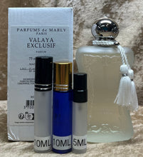 Load image into Gallery viewer, Valaya Exclusif Parfum de Marly Parfum Travel Size 0.33 Fl. Oz./10 Ml. Or 0.16. Fl. Oz./5 Ml Atomizer Spray or Roll-on Bottle