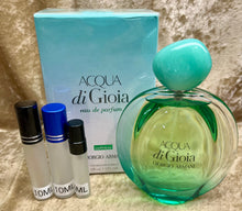 Load image into Gallery viewer, Acqua Di Gioia Intense Armani Eau De Parfum Intense 0.33 Fl. Oz. 10ml or 0.16 Fl. Oz. 5 ml. Atomizer Spray or Roll-on Bottle