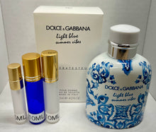 Load image into Gallery viewer, Dolce&amp;Gabbana Light Blue Summer Vibes Travel Size 0.33 Fl. Oz./10 Ml. Or 0.16 Fl. Oz./5 Ml. Spray or Roll-on Bottle