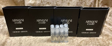 Load image into Gallery viewer, Armani Code Parfum Giorgio Armani For Men 4X Samples 1.2 Ml. 0.04 Fl. Oz. Spray