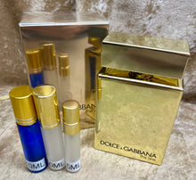 Load image into Gallery viewer, Dolce&amp;Gabbana Gold Travel Size Eau De Parfum Intense 0.33 Fl. Oz. 10Ml. Or 0.16 Fl. Oz. 5Ml. Atomizer Spray or Roll-on Bottle