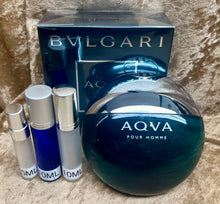 Load image into Gallery viewer, Bvlgari Aqva Eau de Toilette Travel Size 0.33 Fl. Oz. 10 Ml. or 0.16 Fl. Oz. 5 Ml. Atomizer Spray or Roll-on Bottle