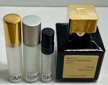 Load image into Gallery viewer, Oud Satin Mood Maison Francis Kurkdjian Extrait de Parfum Travel Size Eau de Parfum 0.33 Fl. Oz./10 Ml. Or 0.16 Fl. Oz./5 Ml. Atomizer Spray or Roll-on Bottle