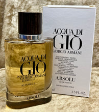 Load image into Gallery viewer, Acqua Di Gio Absolu Giorgio Armani Eau De Parfum 2.5 Fl. Oz. 74 Ml. Spray Tester Bottle