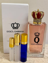 Load image into Gallery viewer, Dolce&amp;Gabbana Q Queen for Women Eau de Parfum Travel Size 0.33 Fl. Oz. 10 Ml. or 0.16 Fl. Oz. 5 Ml. Atomizer Spray or Roll-on Bottle