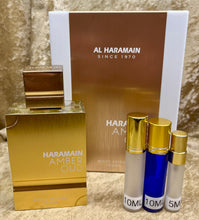 Load image into Gallery viewer, Amber Oud White Edition Haramain Eau de Parfum Travel Size 0.33 Fl. Oz. 10 Ml. Or 0.16 Fl. Oz. 5 Ml. Atomizer Spray or Roll-on Bottle