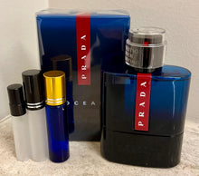Load image into Gallery viewer, Prada Luna Rosa Ocean Travel Size Eau de Toilette 0.33 Fl. Oz. 10 Ml. or 0.16 Fl. Oz. 5 Ml. Atomizer Spray or Roll-on Bottle