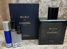 Load image into Gallery viewer, BLEU DE CHANEL PARFUM Travel Size 0.33 Fl. Oz. 10 Ml. or 0.16 Fl. Oz. 5 Ml. Atomizer Spray or Roll-on Bottle