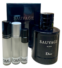 Load image into Gallery viewer, Sauvage Elixir Dior Perfum Concentrated Travel Size 0.33 Fl. Oz./10 Ml. Or 0.16 Fl. Oz./5 Ml. Atomizer Spray or Roll-on Bottle