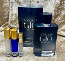 Load image into Gallery viewer, Acqua Di Gio Profondo Eau De Parfum Travel Size 0.3 Fl. Oz./10 Ml. Or 0.16 Fl. Oz./5 Ml. Atomizer Spray Or Roll-on Bottle