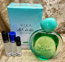 Load image into Gallery viewer, Acqua Di Gioia Intense Armani Eau De Parfum Intense 0.33 Fl. Oz. 10ml or 0.16 Fl. Oz. 5 ml. Atomizer Spray or Roll-on Bottle