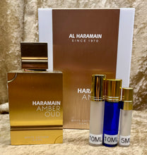 Load image into Gallery viewer, Amber Oud White Edition Haramain Eau de Parfum Travel Size 0.33 Fl. Oz. 10 Ml. Or 0.16 Fl. Oz. 5 Ml. Atomizer Spray or Roll-on Bottle