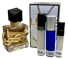 Load image into Gallery viewer, Libre Flowers &amp; Flames YSL Yves Saint Laurent Travel Size Eau De Parfum Florale 0.33 Fl. Oz. 10Ml. Or 0.16 Fl. Oz. 5Ml. Atomizer Spray or Roll-on Bottle