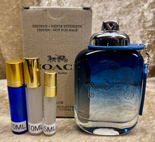 Load image into Gallery viewer, Coach Blue New York for Men Eau De Toilette Travel Size 0.33 Fl. Oz. 10 Ml. 10 Ml. Or 0.16 Fl. Oz. 5 Ml. Atomizer Spray or Roll-on Bottle
