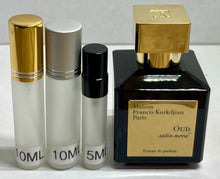 Load image into Gallery viewer, Oud Satin Mood Maison Francis Kurkdjian Extrait de Parfum Travel Size Eau de Parfum 0.33 Fl. Oz./10 Ml. Or 0.16 Fl. Oz./5 Ml. Atomizer Spray or Roll-on Bottle