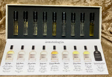 Load image into Gallery viewer, Scentologia Discovery 9 X Samples Set EDP 2 Ml./0.60 Fl Oz. Sprays Sealed Box.


Ab.so.lute.,

Sil.lage.,

Forest.Blends.,

Sens.ory.,

Soli.flore.,

Tra.ce.,

Syn.ergy.,

Immortal Potuon,

Ober.dose
