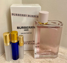Load image into Gallery viewer, Burberry Her Eau de Parfum Travel Size 0.33 Fl. Oz. 10 Ml. or 0.16 Fl. Oz. 5 Ml. Atomizer Spray or Roll-on Bottle.