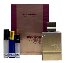 Load image into Gallery viewer, Amber Oud Rouge Al Haramain Travel Size 0.33 Fl. Oz. 10 Ml. Or 0.16 Fl. Oz. 5 Ml. Atomizer Spray or Roll-on Bottle