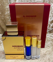 Load image into Gallery viewer, Amber Oud Ruby Edition Haramain Eau de Parfum Travel Size 0.33 Fl. Oz. 10 Ml. Or 0.16 Fl. Oz. 5 Ml. Atomizer Spray or Roll-on Bottle