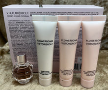 Load image into Gallery viewer, Flowerbomb Viktor&amp;Rolf Eau Parfum 0.24 Fl. Oz. &amp; 2X Bomblicious Body Cream 1.7 Oz. 50 Ml. &amp; Bomblicious Body Lotion. Travel/Sample Size.
