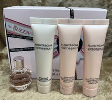 Load image into Gallery viewer, Flowerbomb Viktor&amp;Rolf Eau Parfum 0.24 Fl. Oz. &amp; 2X Bomblicious Body Cream 1.7 Oz. 50 Ml. &amp; Bomblicious Body Lotion. Travel/Sample Size.