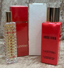 Load image into Gallery viewer, Valentino Voce Viva Travel Set EDP 0.25 Spray Fl. Oz. 15 Ml. &amp; Moisturizing Body Lotion 3.4 Fl. Oz.