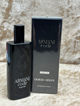 Load image into Gallery viewer, Armani Code Giorgio Armani Parfum 0.5 Fl. Oz. 15 Ml. Travel Size Spray.