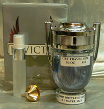 Load image into Gallery viewer, INVICTUS BY PACO RABANNE EAU DE TOILETTE TRAVEL SIZE 0.33 FL. OZ. OR 0.16 FL. OZ. 5 ML SPRAY OR ROLL-ON BOTTLE