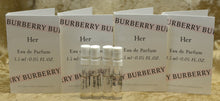 Load image into Gallery viewer, BURBERRY HER EAU DE PARFUM 4 X SAMPLE 0.05 ML 1.5 ML SPRAY