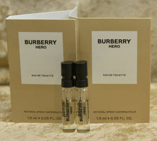 Load image into Gallery viewer, BURBERRY HERO FOR MEN 2X SAMPLES EAU DE TOILETTE 0.05 FL. OZ. 1.5 ML SPRAY